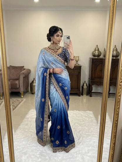 Two Tone Space Silk Saree