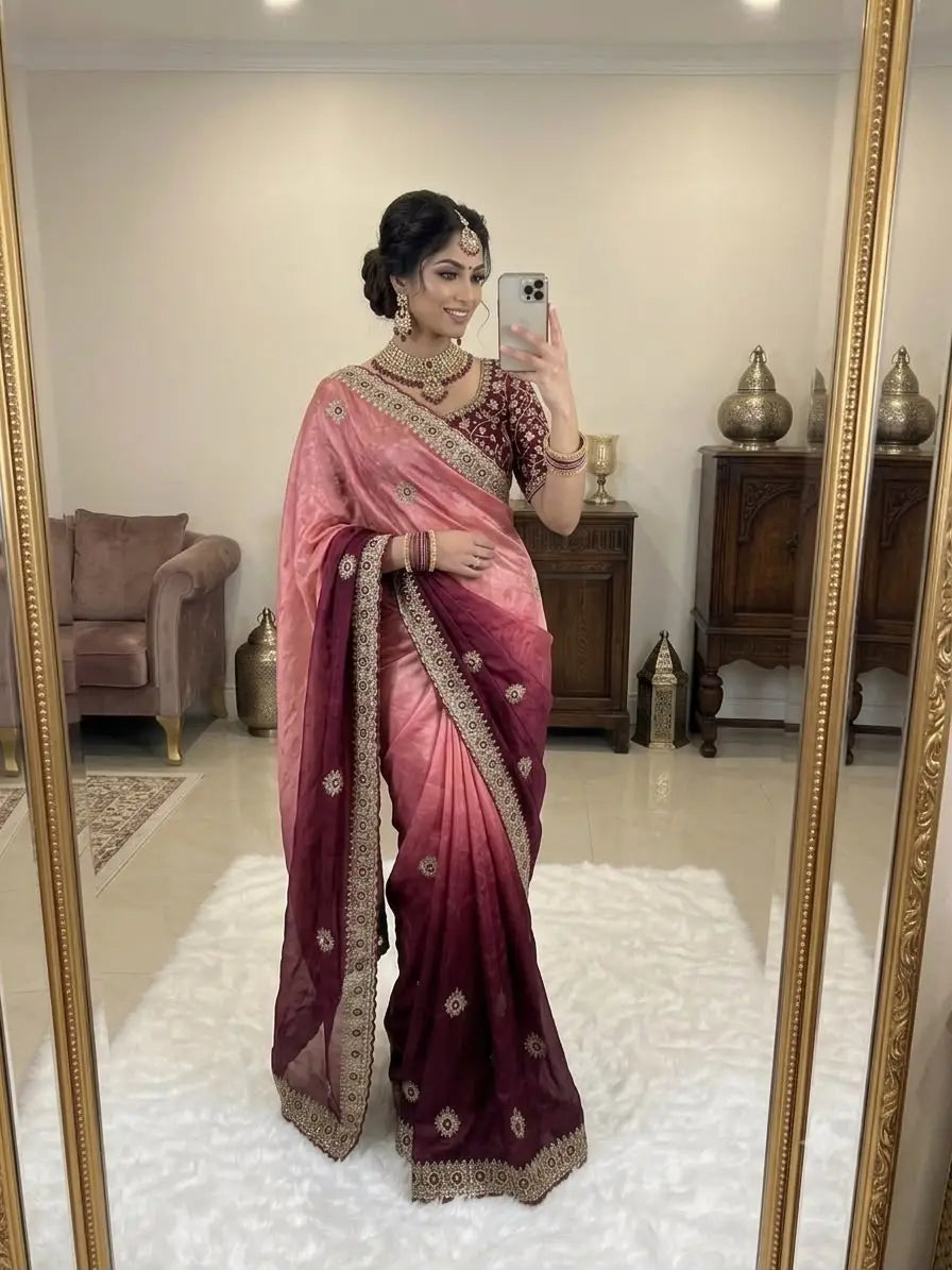 Two Tone Space Silk Saree