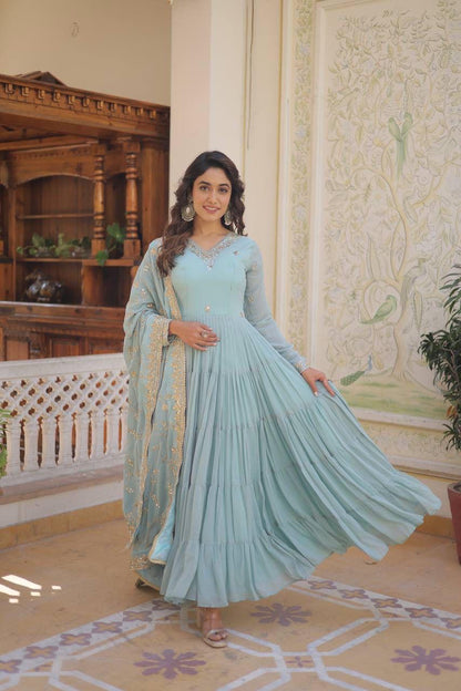 Unique Colored Anarkali Wedding Gown for Women