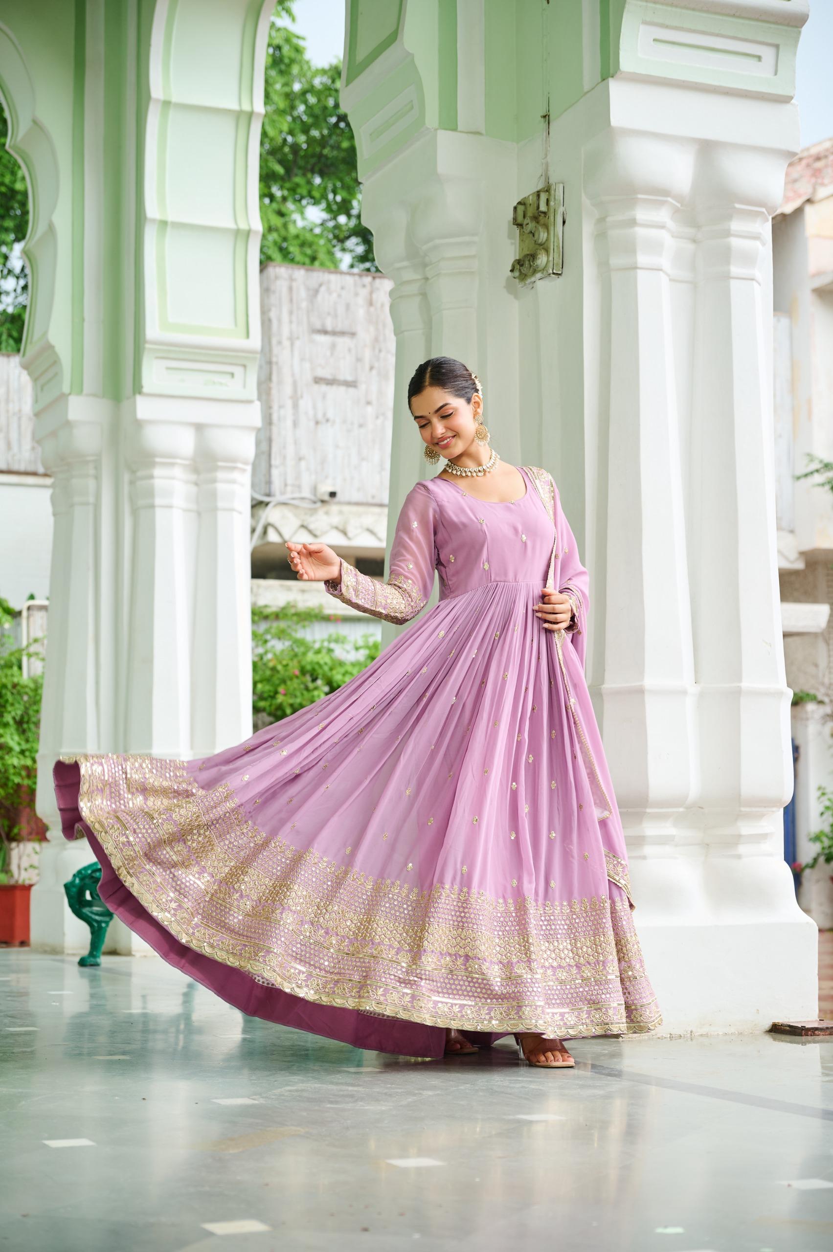 Unique Dusty Colored Faux Georgette Gown for Women