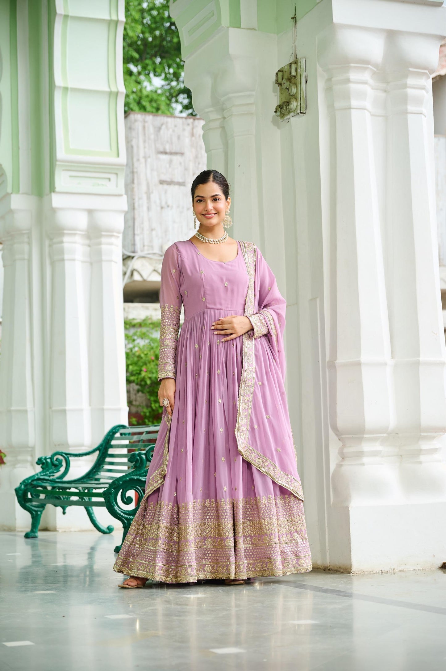 Unique Dusty Colored Faux Georgette Gown for Women