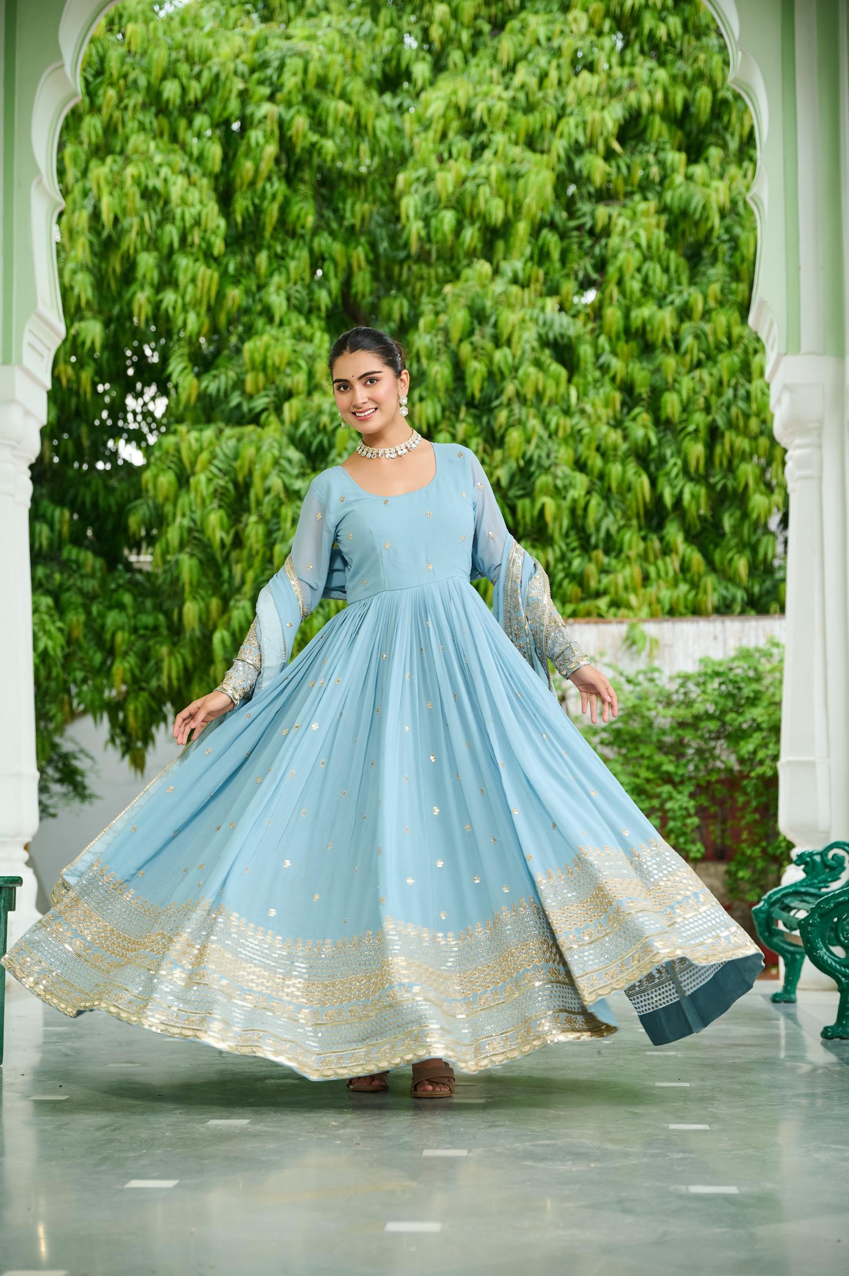 Unique Dusty Colored Faux Georgette Gown for Women