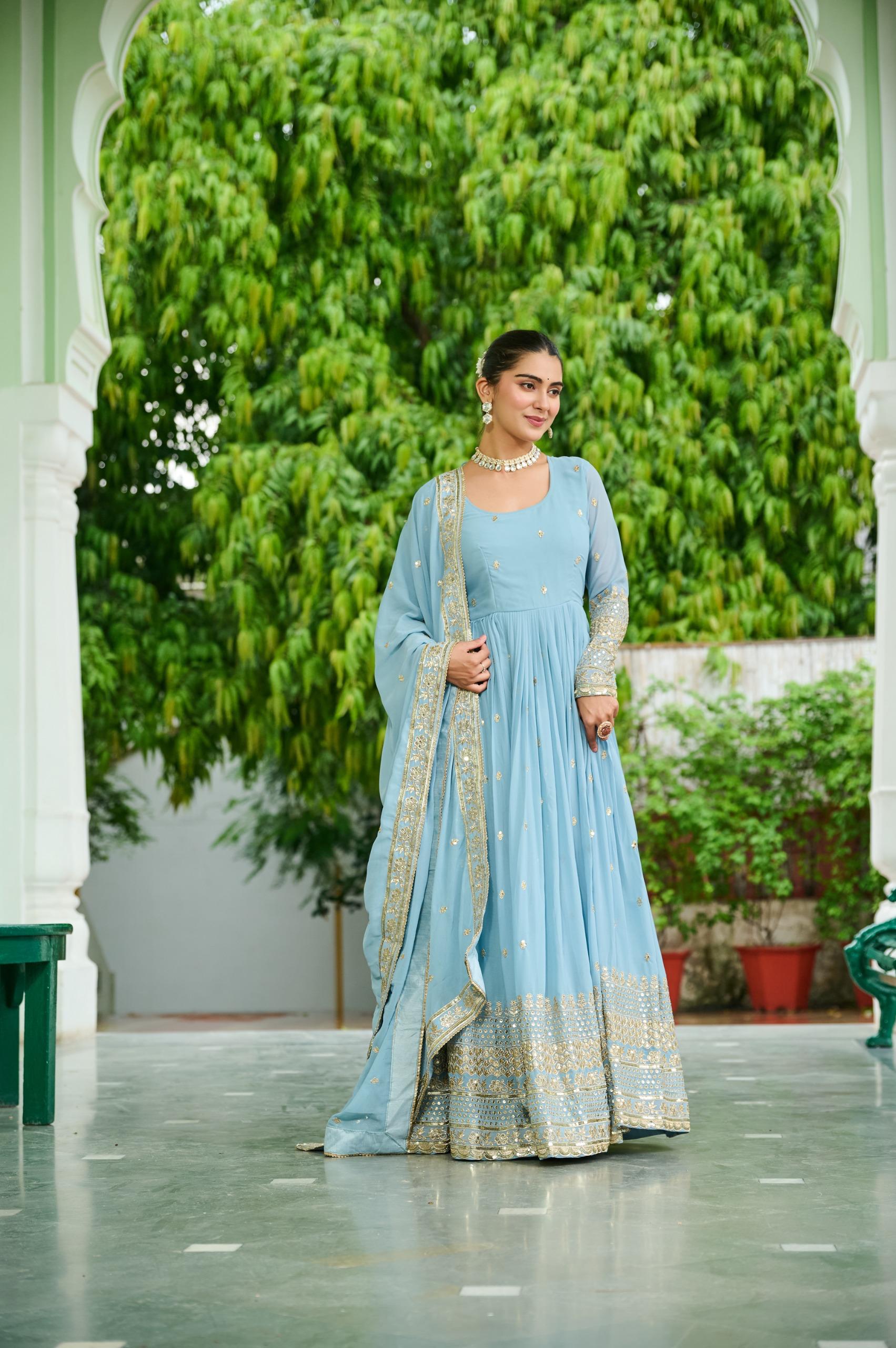 Unique Dusty Colored Faux Georgette Gown for Women