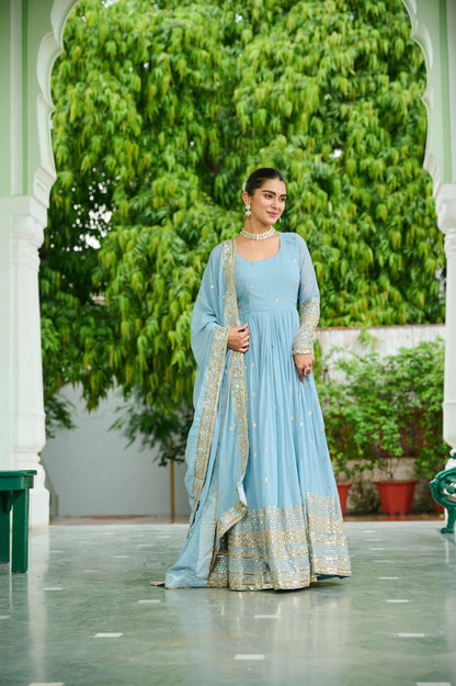 Unique Dusty Colored Faux Georgette Gown for Women