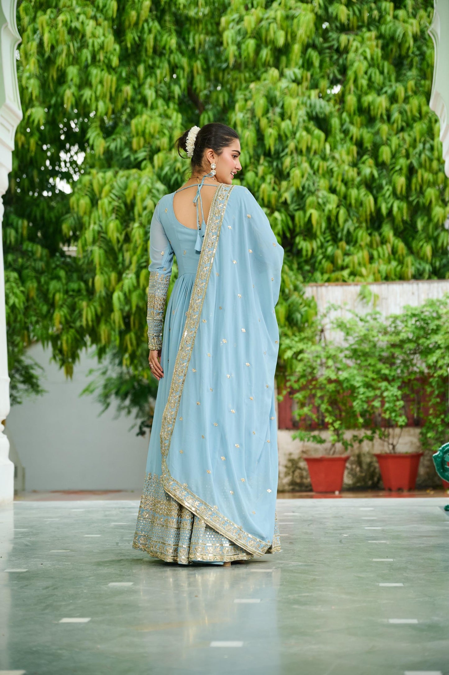 Unique Dusty Colored Faux Georgette Gown for Women