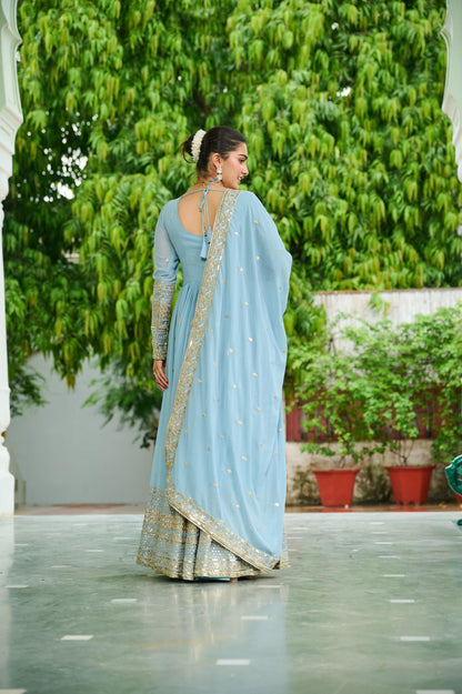 Unique Dusty Colored Faux Georgette Gown for Women