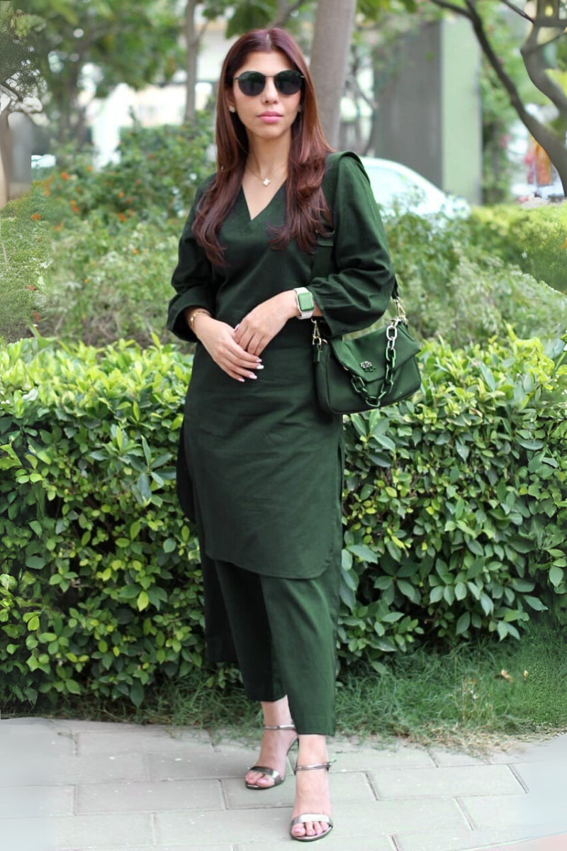 V Neck Bold Colors Co-Ord Set for Girls, Women