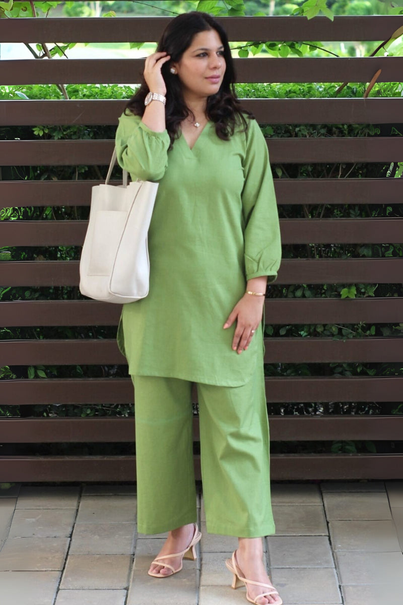 V Neck Bold Colors Co-Ord Set for Girls, Women