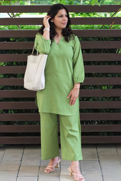 V Neck Bold Colors Co-Ord Set for Girls, Women