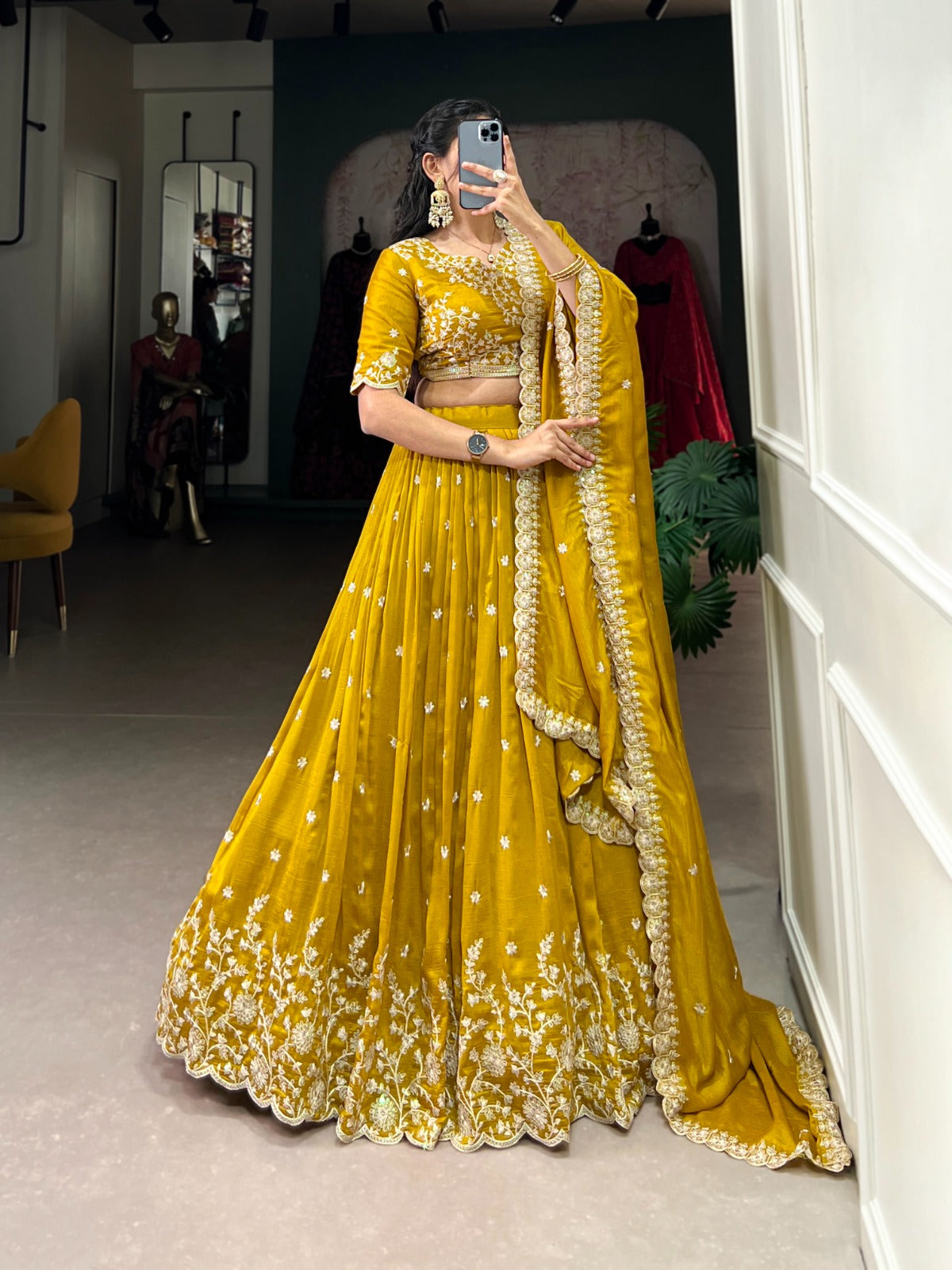 Vichitra Silk Embroidered Lehenga Choli for Occasions

