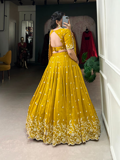 Vichitra Silk Embroidered Lehenga Choli for Occasions
