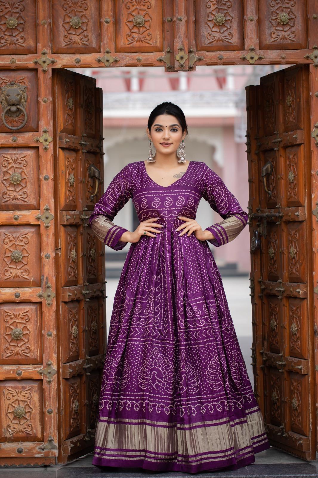 Rajasthani Bandhani Anarkali Gown for Wedding Events