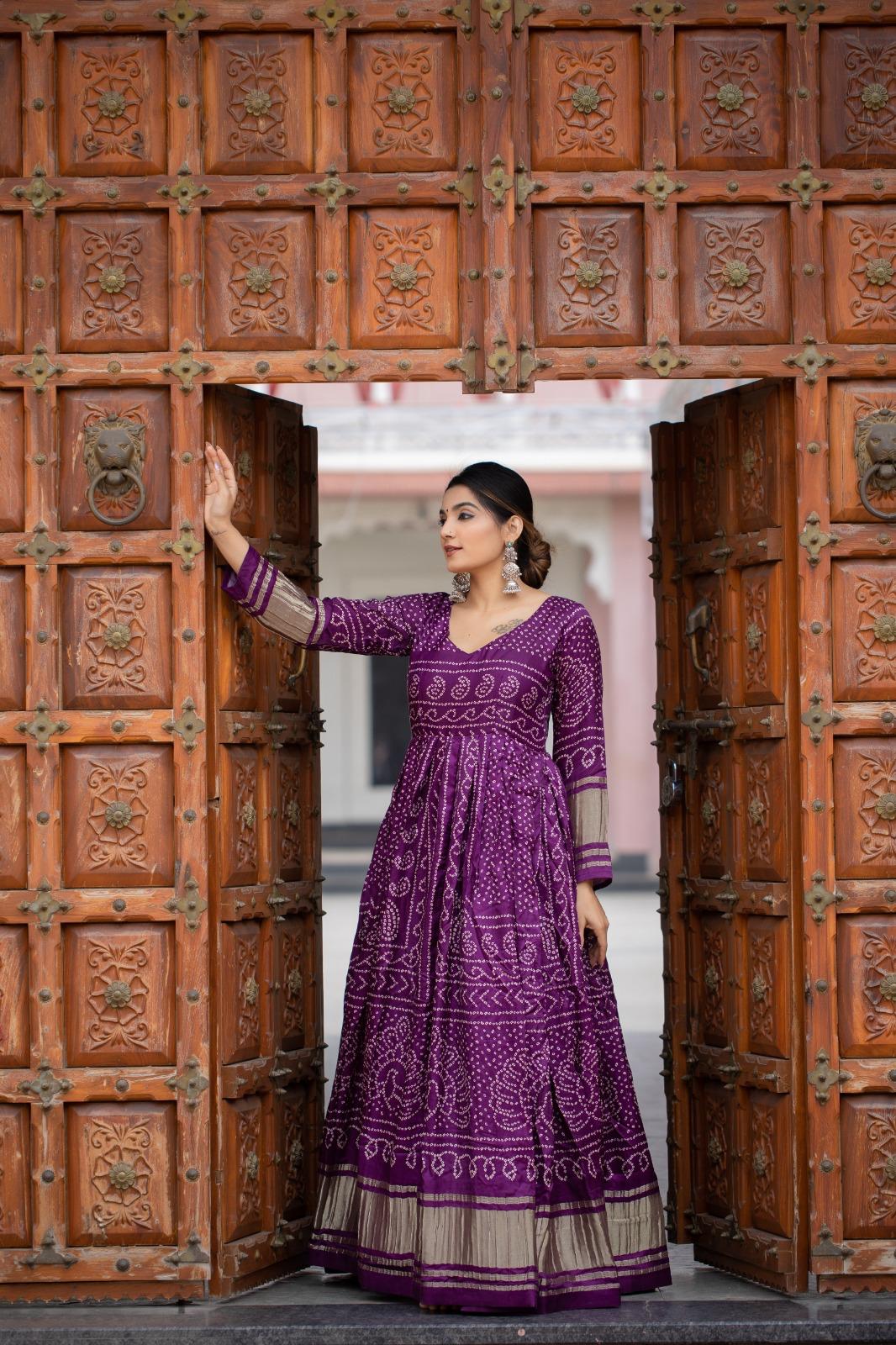 Rajasthani Bandhani Anarkali Gown for Wedding Events