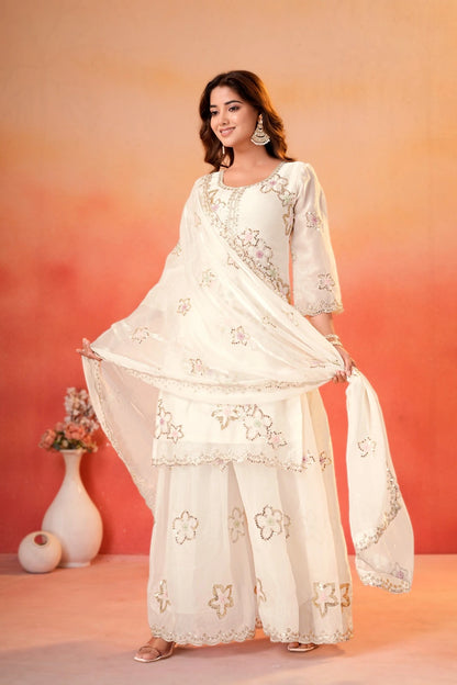 White Party Wear Sharara for Girls