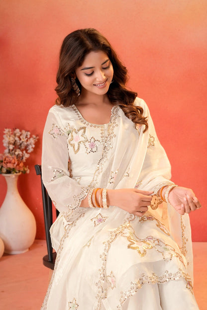 White Party Wear Sharara for Girls