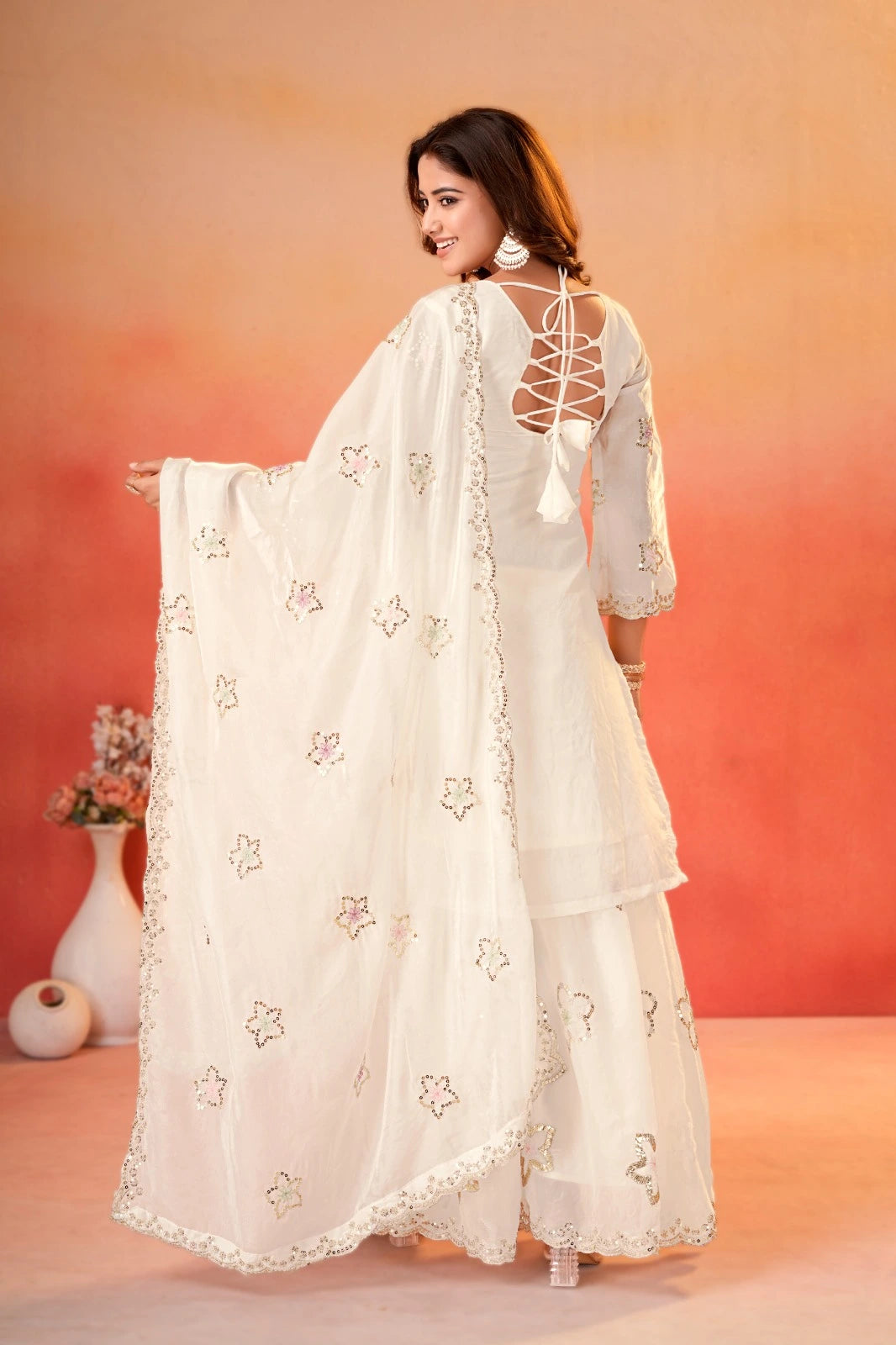 White Party Wear Sharara for Girls