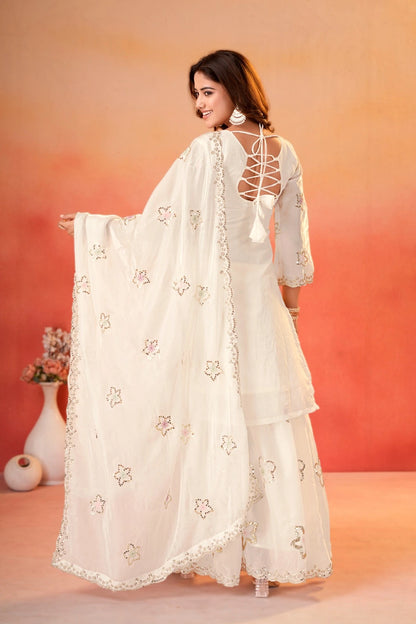 White Party Wear Sharara for Girls