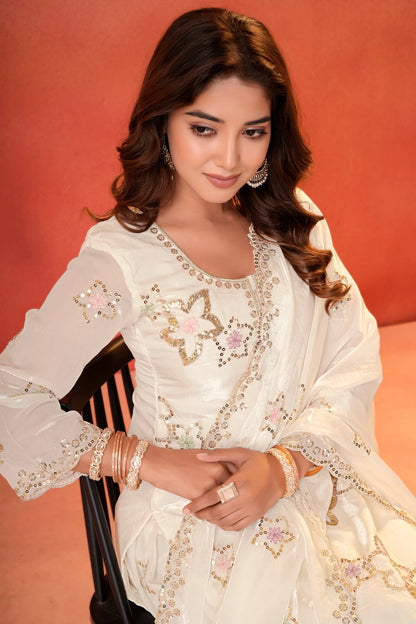 White Party Wear Sharara for Girls