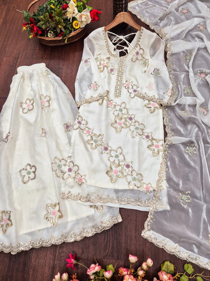 White Party Wear Sharara for Girls
