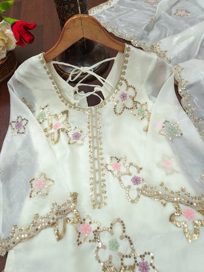White Party Wear Sharara for Girls
