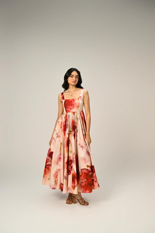 Women’s Elegant Floral Print Long Dress  Occasion Wear